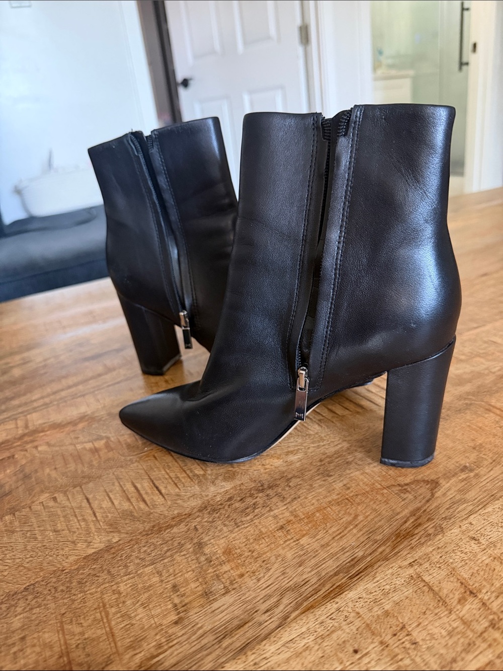 Marc Fisher Black Pointed-Toe Zip Ankle Boots - Picture 3 of 6